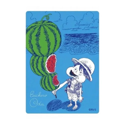 NatsuComi 2026 Metal Holo Card – Watermelon Luffy x Eiichiro Oda Signature.webp